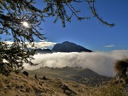 01 Saliti dalle Baite di Mezzeno con nebbie, oltre il Monte Campo si apre il sereno con l'Arera baciato dal sole e  mare di nebbie in valle